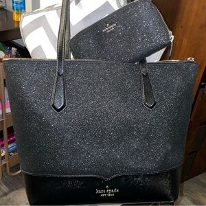 Kate Spade Black Sparkle Tote and Matching Wallet!
